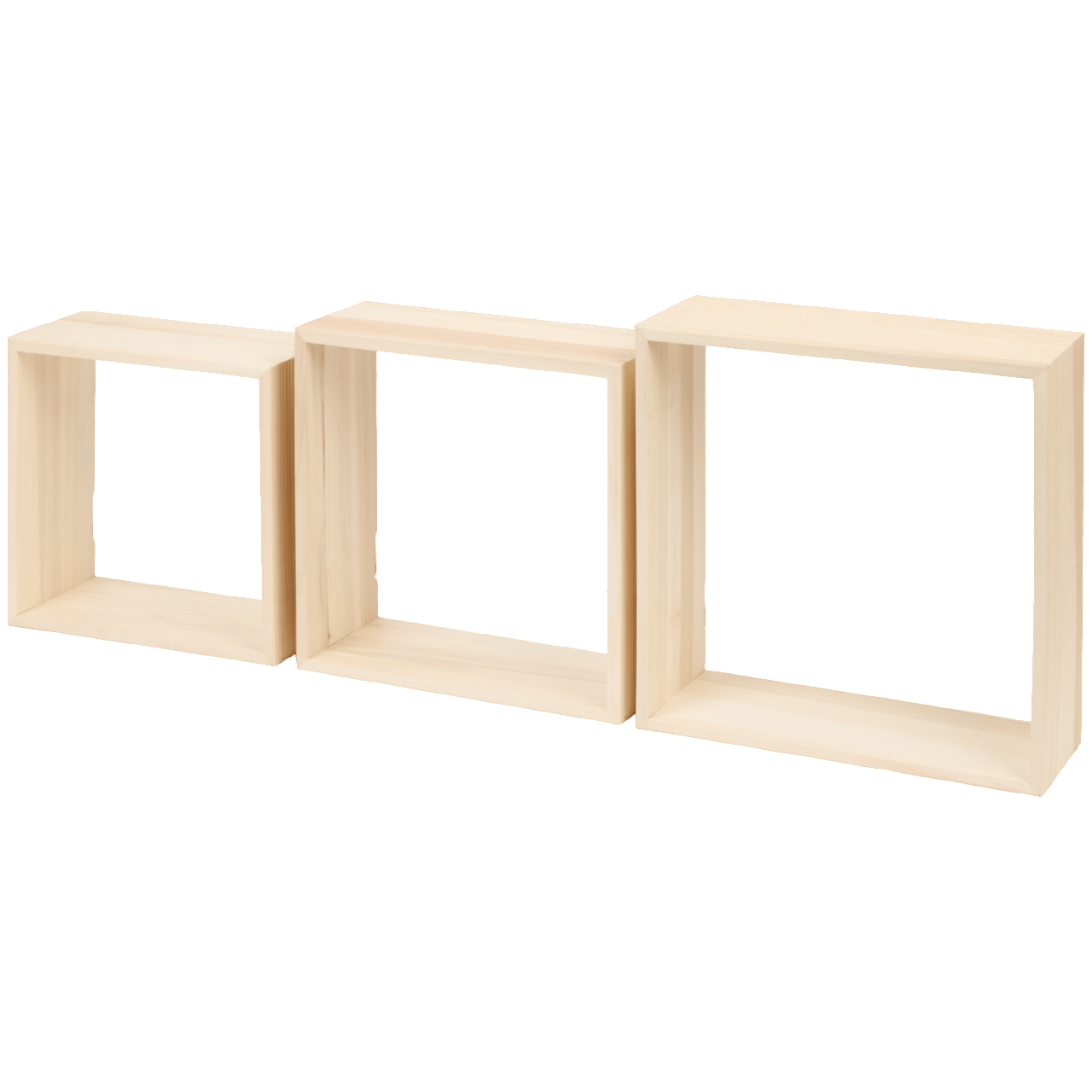 IvoQ Wandplanken Set Hout Vierkant 3 stuks