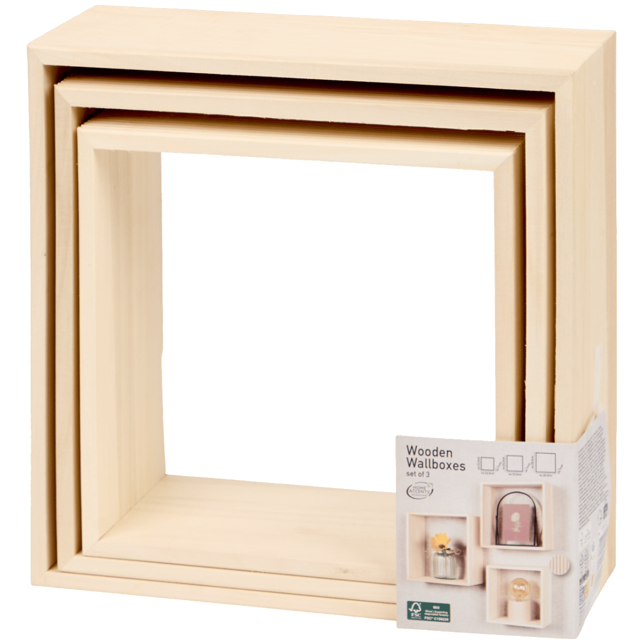 IvoQ Wandplanken Set Hout Vierkant 3 stuks
