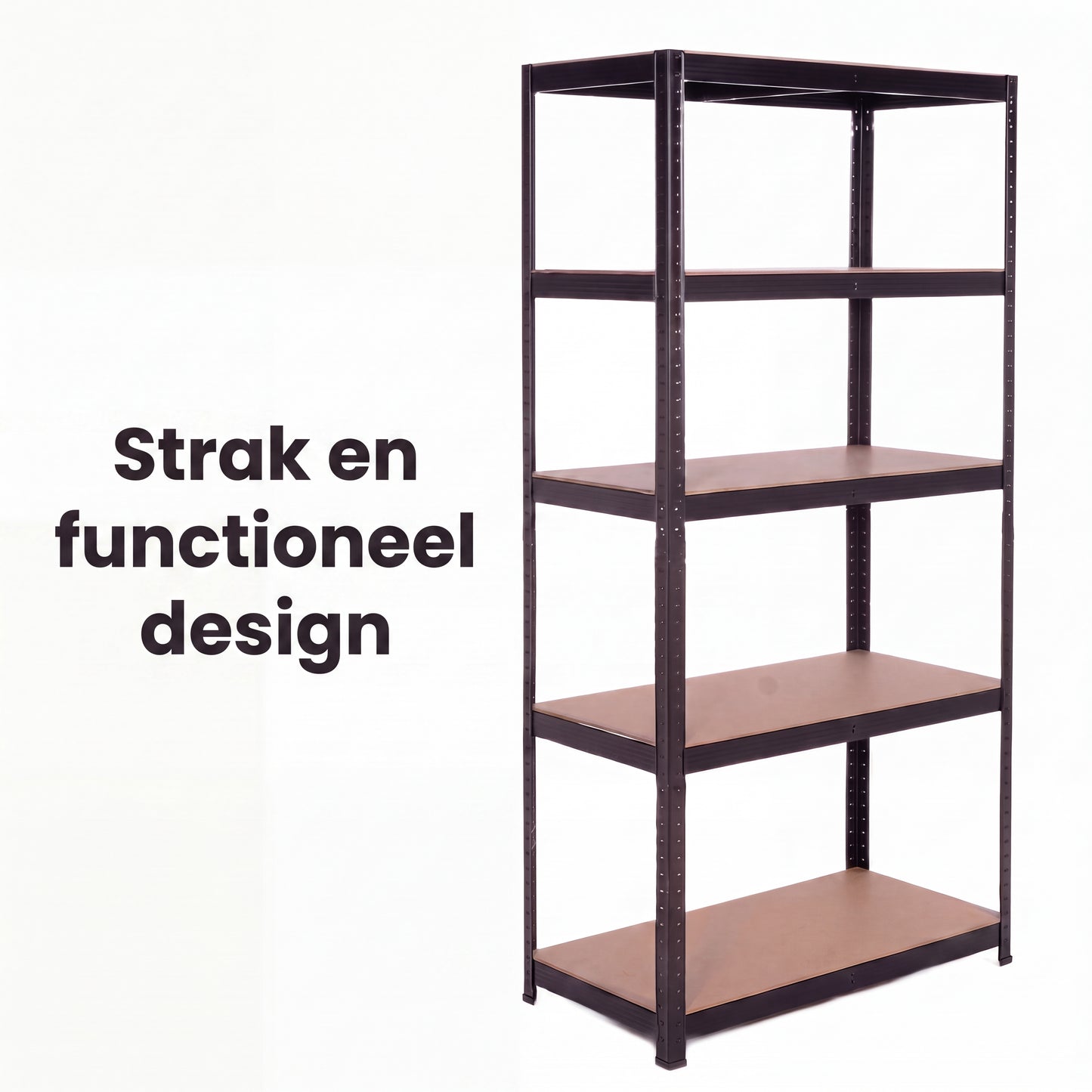 IvoQ Stellingkast Zwart - Metalen Opbergrek - Magazijnstelling - 180x90x40 cm - 5 Planken - 875 kg Draagkracht (175kg per plank)