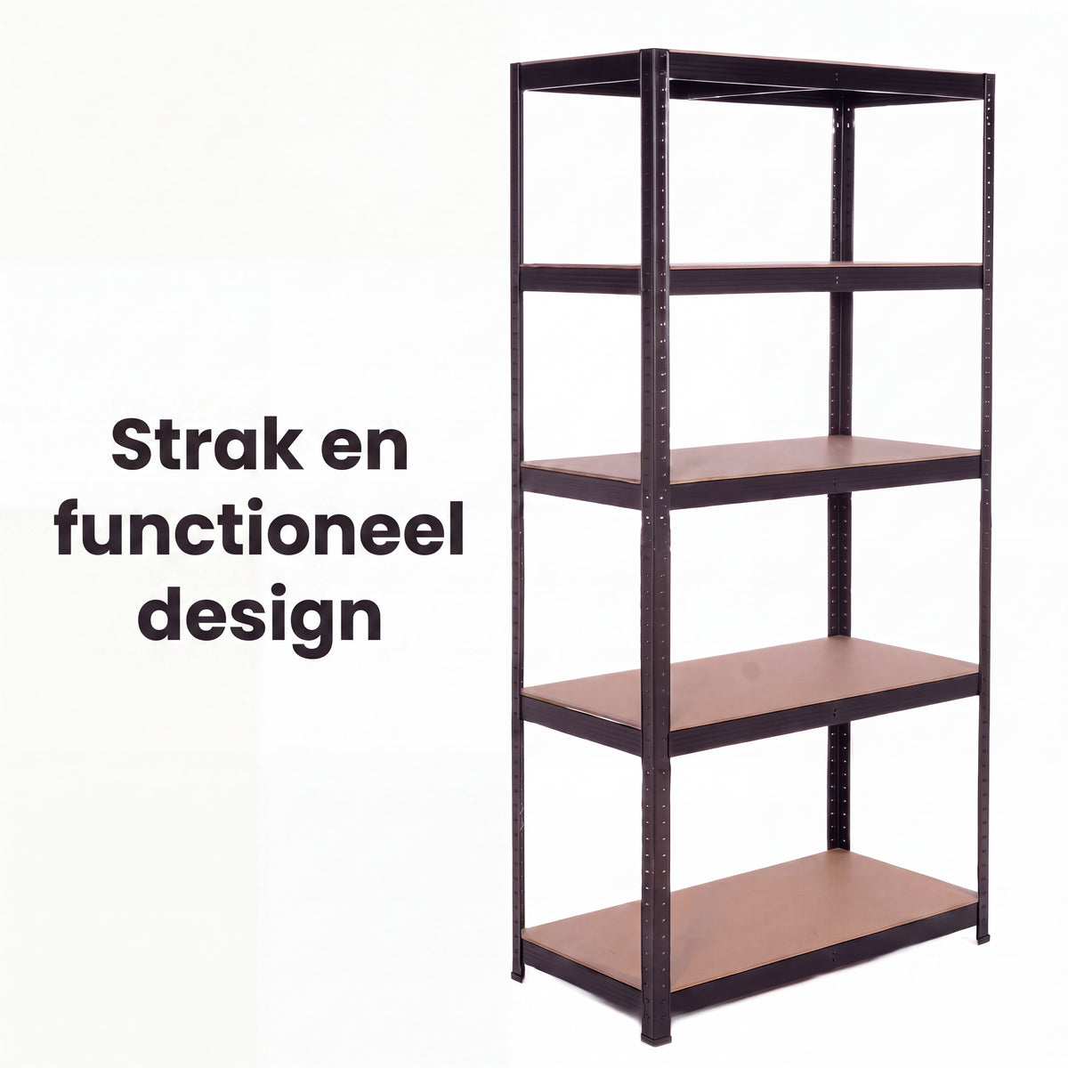 IvoQ Stellingkast Zwart - Metalen Opbergrek - Magazijnstelling - 180x90x40 cm - 5 Planken - 875 kg Draagkracht (175kg per plank)