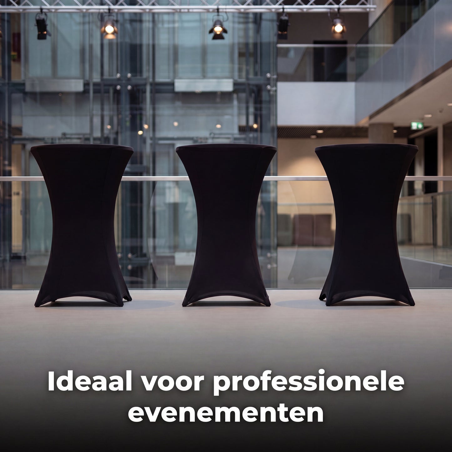 IvoQ Luxe Statafelrok Zwart - Statafelhoes Stretch - Ø 80x110 cm - Extra Dik (180gsm) - Kreukvrij & Wasbaar