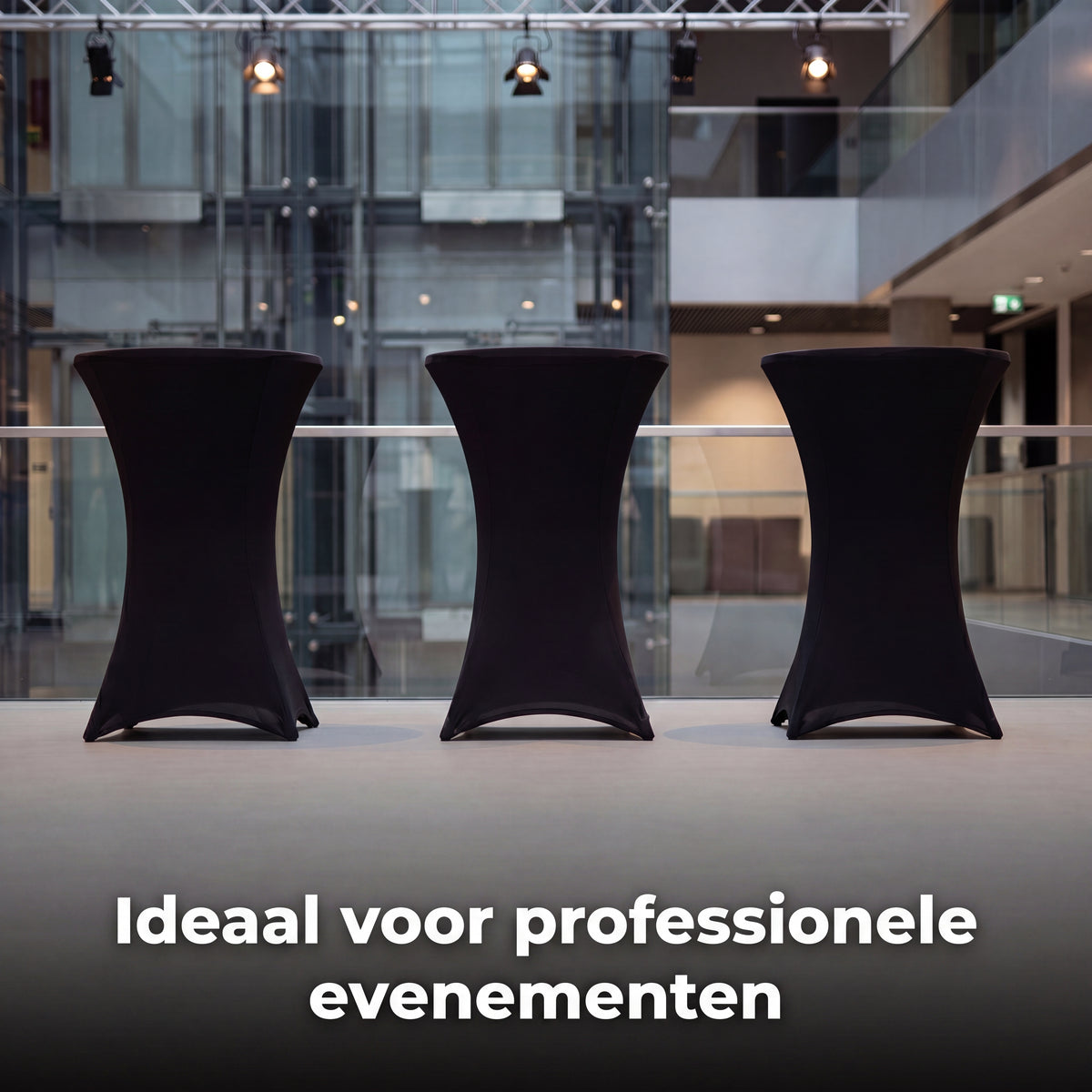 IvoQ Luxe Statafelrok Zwart - Statafelhoes Stretch - Ø 80x110 cm - Extra Dik (180gsm) - Kreukvrij & Wasbaar