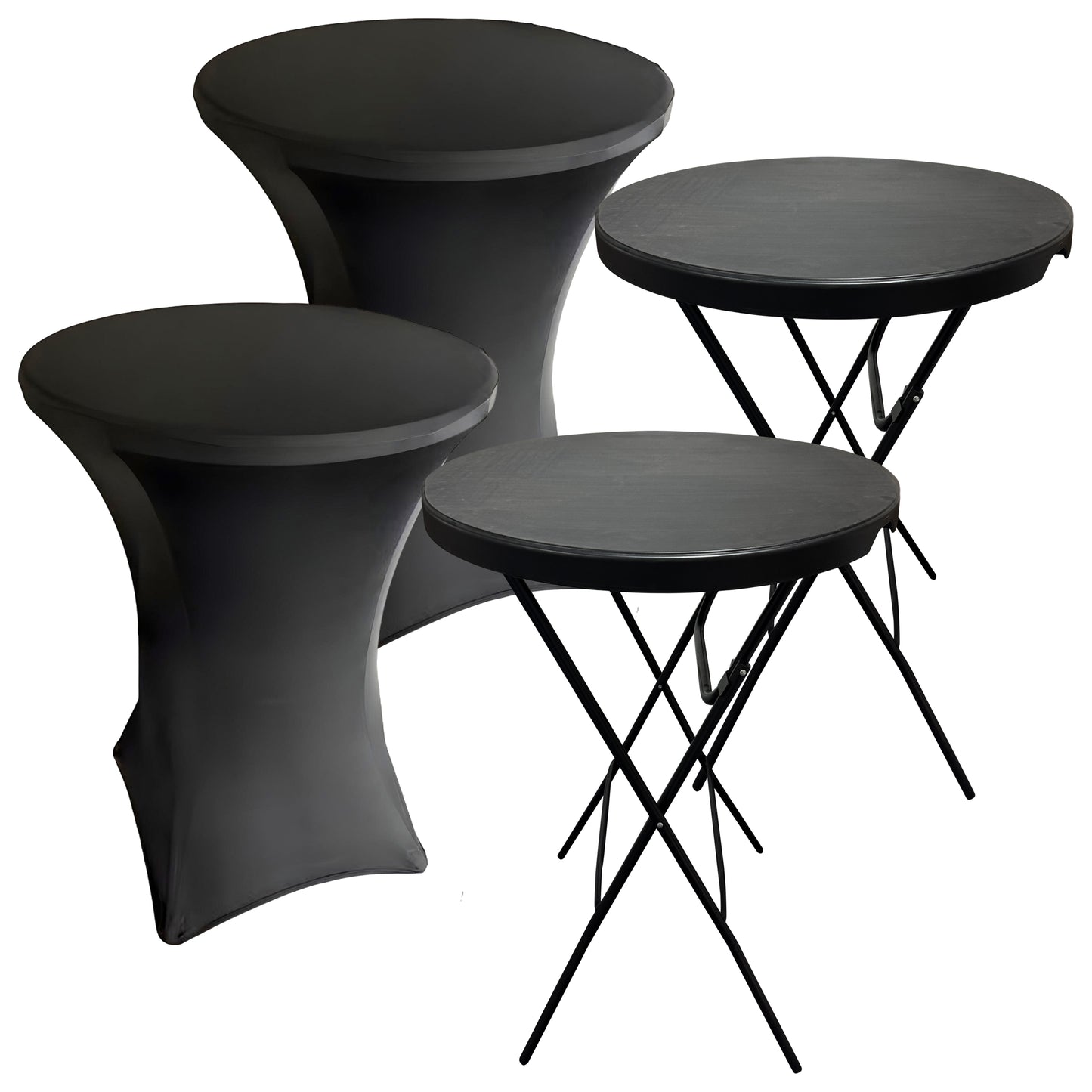IvoQ Statafels Set Zwart met Hoezen Ø80x110 cm