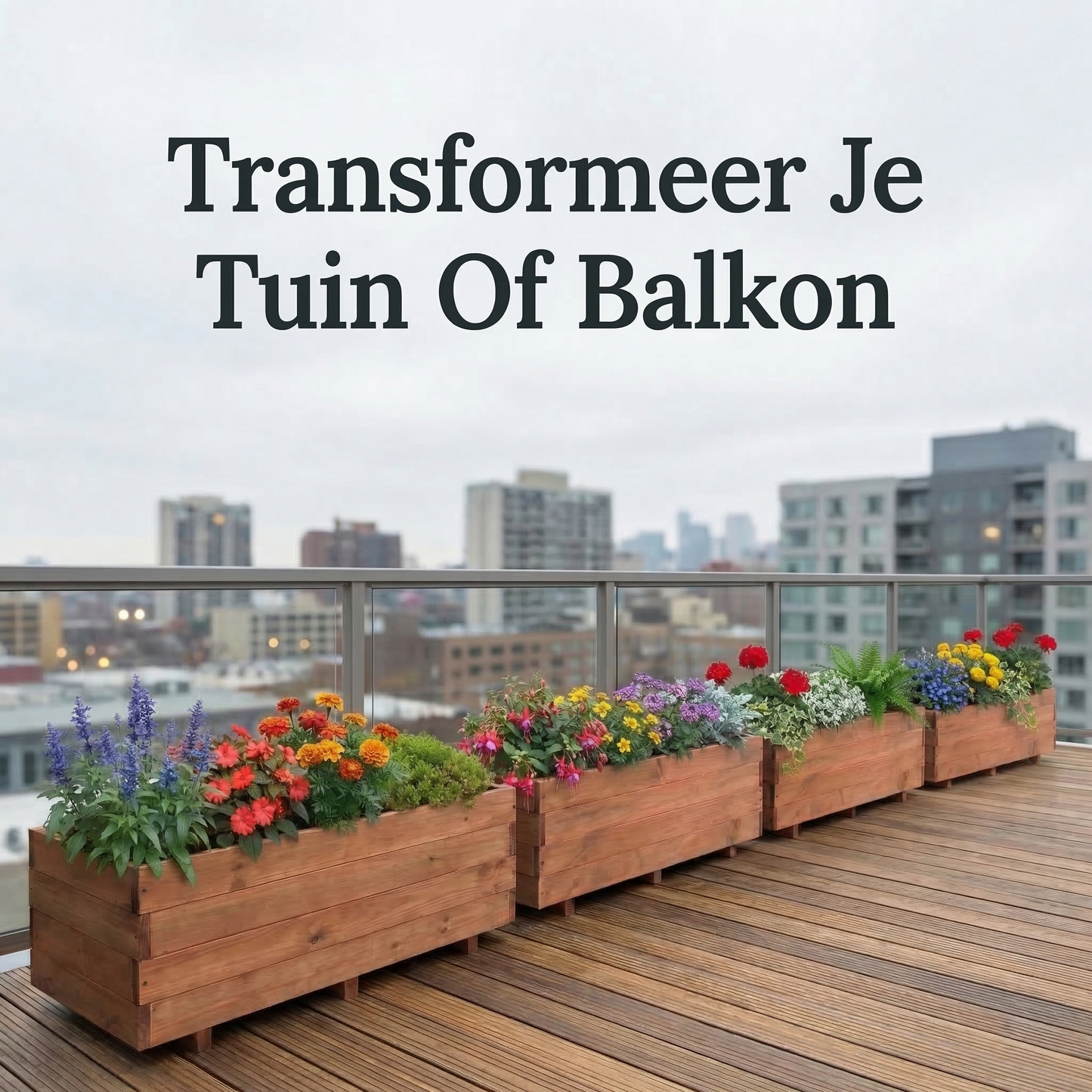 IvoQ Houten Plantenbakken Set van 4 – 120x40x32 cm – FSC Hout