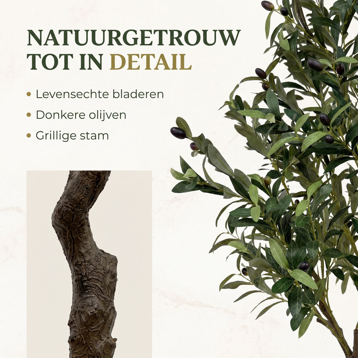 IvoQ Kunst Olijfboom 210 cm - Realistische XL Kunstplant met Olijven