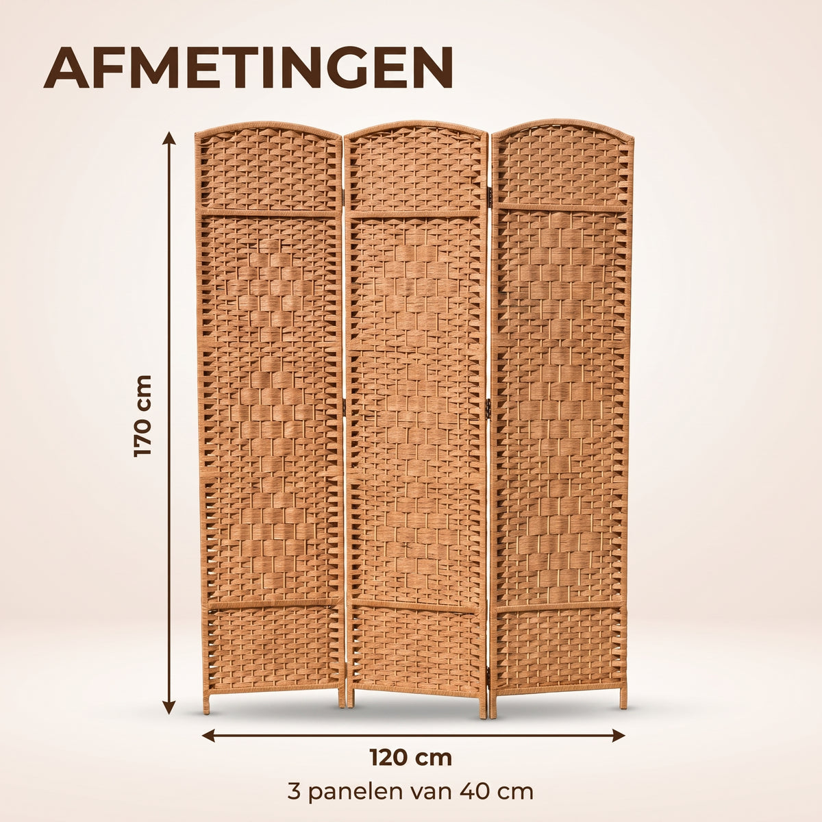 IvoQ Kamerscherm 3 Panelen – Ruimteverdeler – 170x120 cm – Bruin