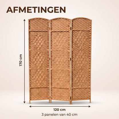 IvoQ Kamerscherm 3 Panelen – Ruimteverdeler – 170x120 cm – Bruin