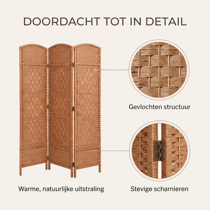 IvoQ Kamerscherm 3 Panelen – Ruimteverdeler – 170x120 cm – Bruin