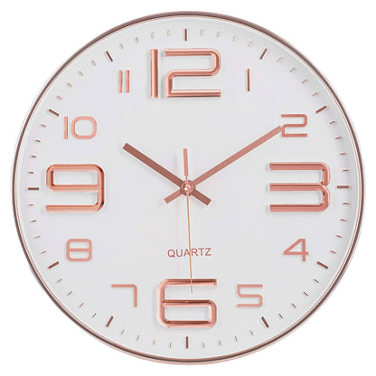 IvoQ Stijlvolle Wandklok Wit/Koper Ø30 cm