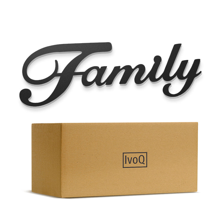 IvoQ Metalen 'Family' Muurdecoratie – Stijlvolle Metalen 'Family' Letters – Perfect voor Woonkamer, Hal of Keuken – Wanddecoratie Metaal – Zwarte Metalen 'Family' Letters