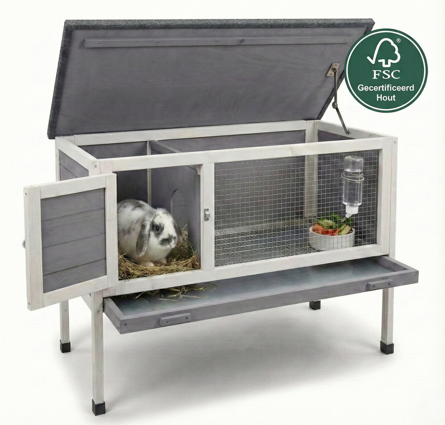 IvoQ Konijnenhok Hout 91,5x45x70 cm FSC