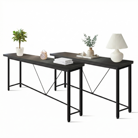 IvoQ Sidetables - Set van 2 - Zwart - 120x23 cm