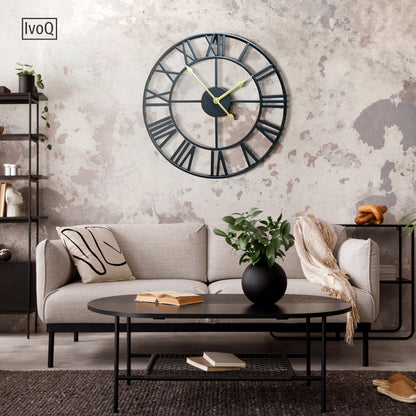 IvoQ Wandklok Zwart Romeins Gouden Wijzers 40 cm