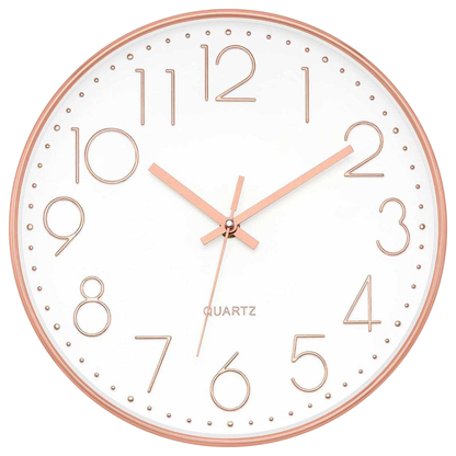 IvoQ Stijlvolle Wandklok Wit/Roze Ø30 cm