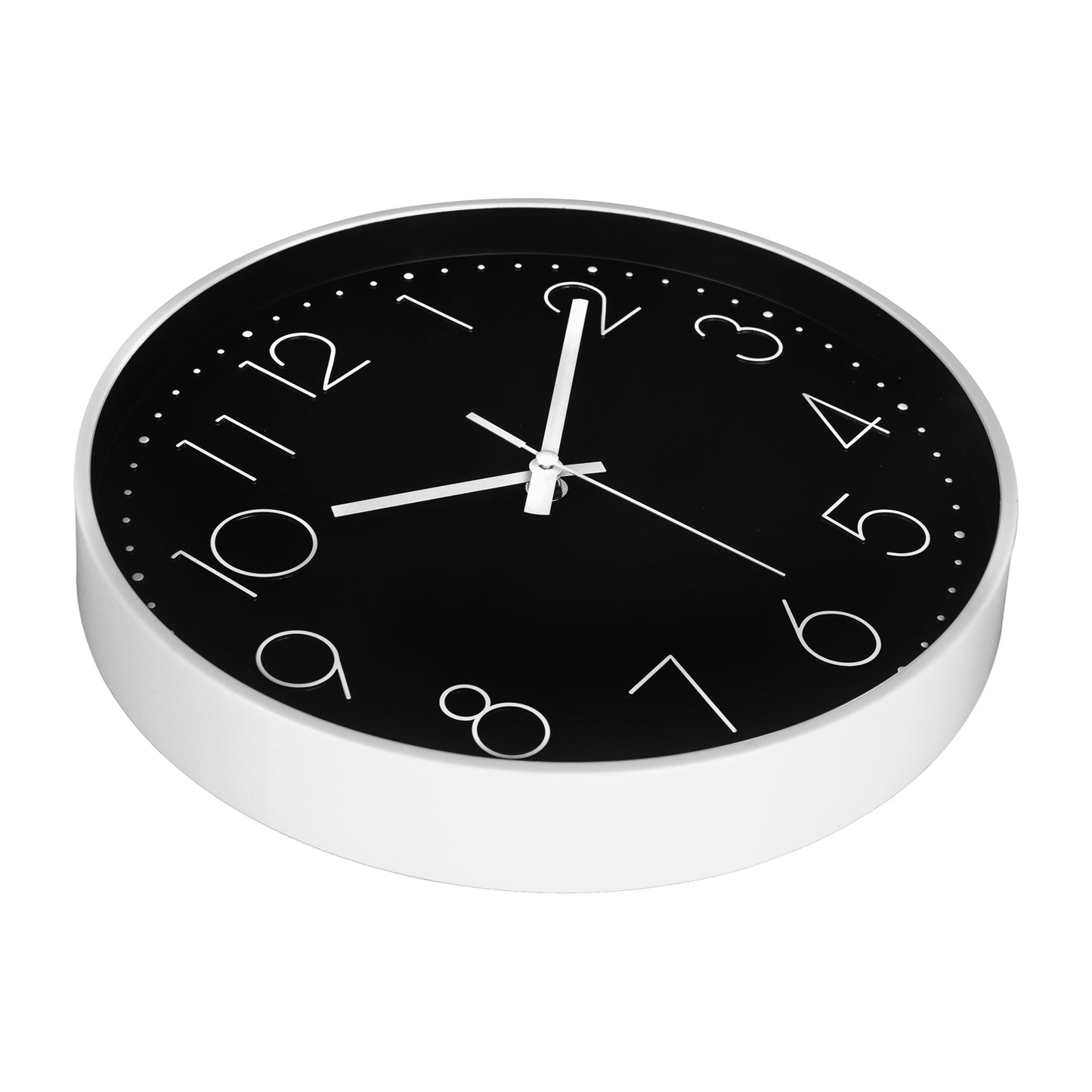 IvoQ Moderne Wandklok - 30 cm - Zwart/Wit - Goed Leesbaar - 3D Cijfers - Muurklok