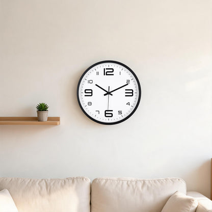 IvoQ 3D Wandklok Modern - Stil Uurwerk - Goed Leesbaar - Analoge Muurklok - Zwart/Wit - 30 cm