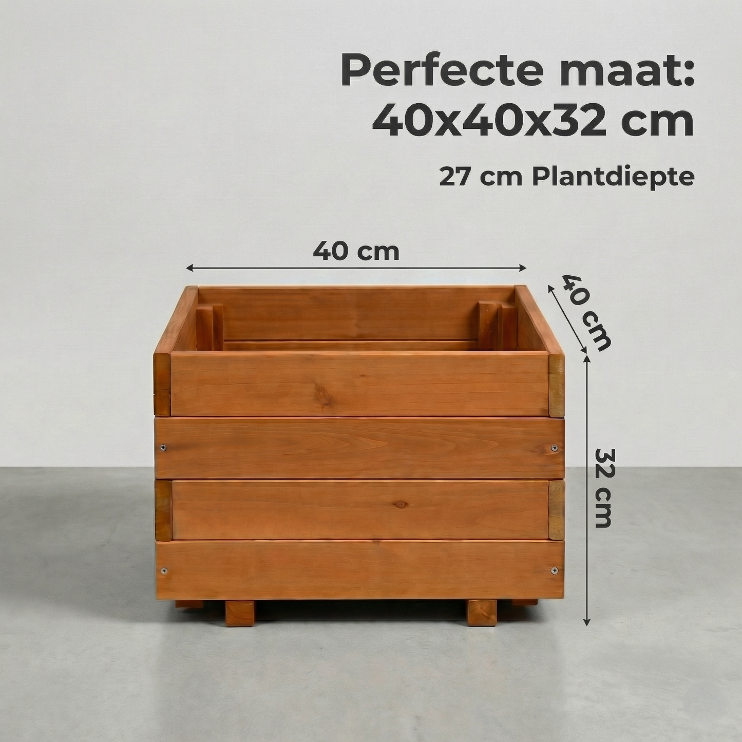 IvoQ Vierkante Plantenbak Hout - FSC Gecertificeerd - 40x40x32 cm