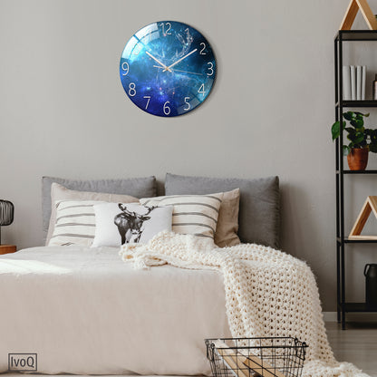 IvoQ Stille Wandklok Blauwe Sterrenhemel 3D Ø 30 cm