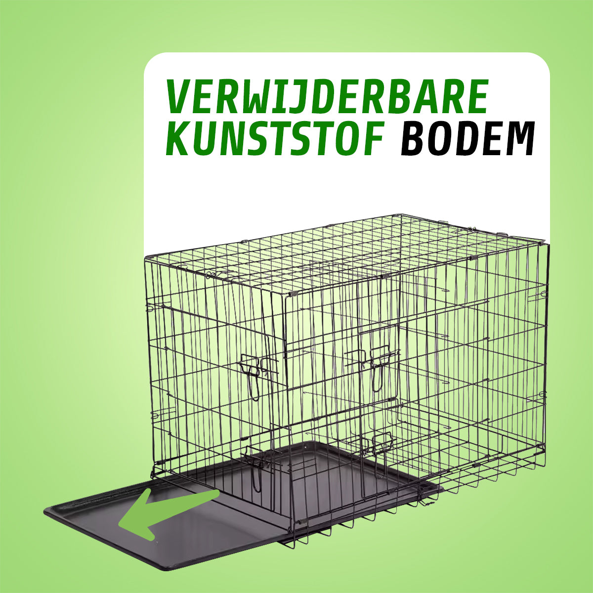 IvoQ Hondenbench L - 90x60x67cm - Dubbele Deuren - Opvouwbaar - Duurzaam - Zwart