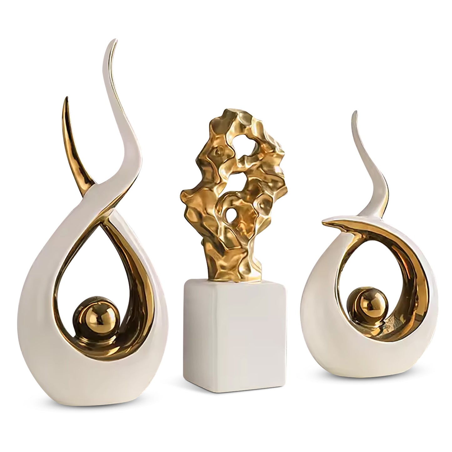 IvoQ Keramische Decoratie Beelden Set - Modern en Luxe - Perfect Cadeau