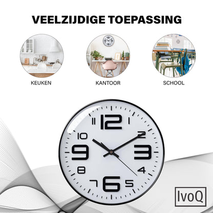 IvoQ Wandklok Modern Design Wit 30 cm