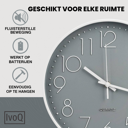 IvoQ Design Wandklok Grijs Ø30 cm