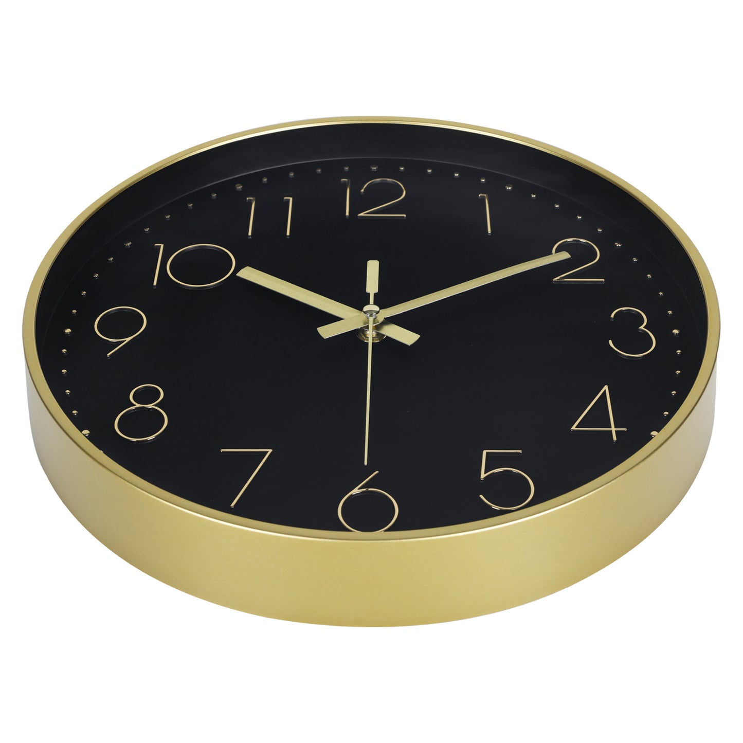 IvoQ Moderne Wandklok - Zwart/Goud - 30 cm - Stil Uurwerk - 3D Muurklok