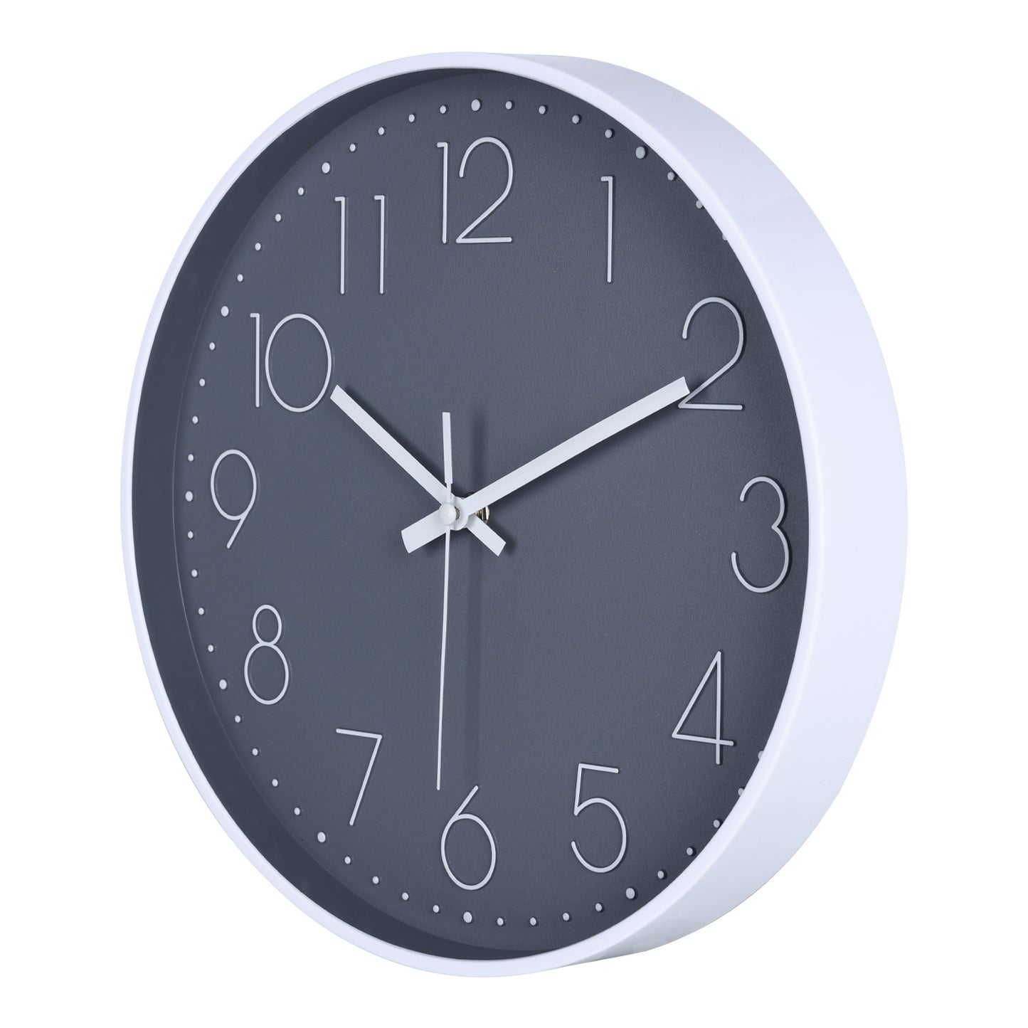 IvoQ Moderne Wandklok - Stil Uurwerk - Goed Leesbaar 3D Design - Ø 30 cm - Wit/Grijs