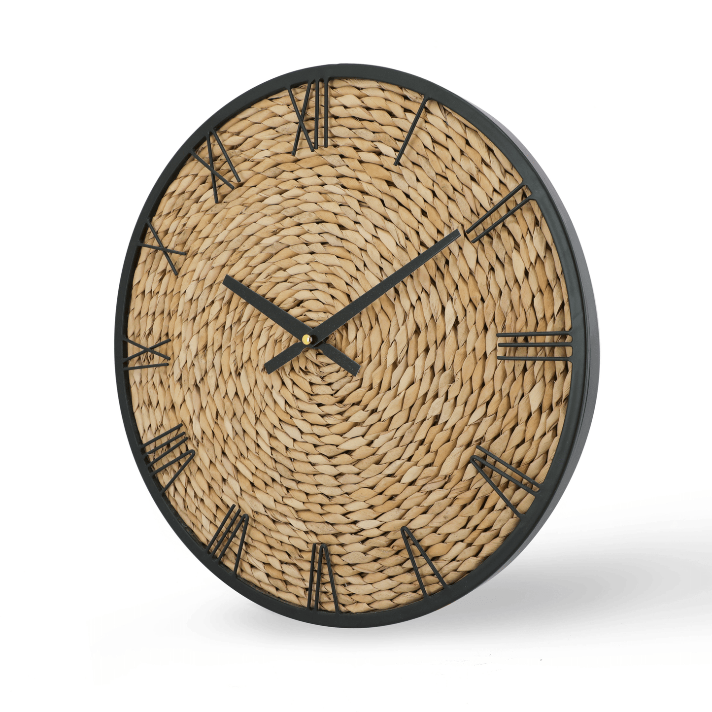 IvoQ Wandklok met Geweven Zeegras - Stille Kwartsbeweging - 40 cm - Rustiek & Modern Design