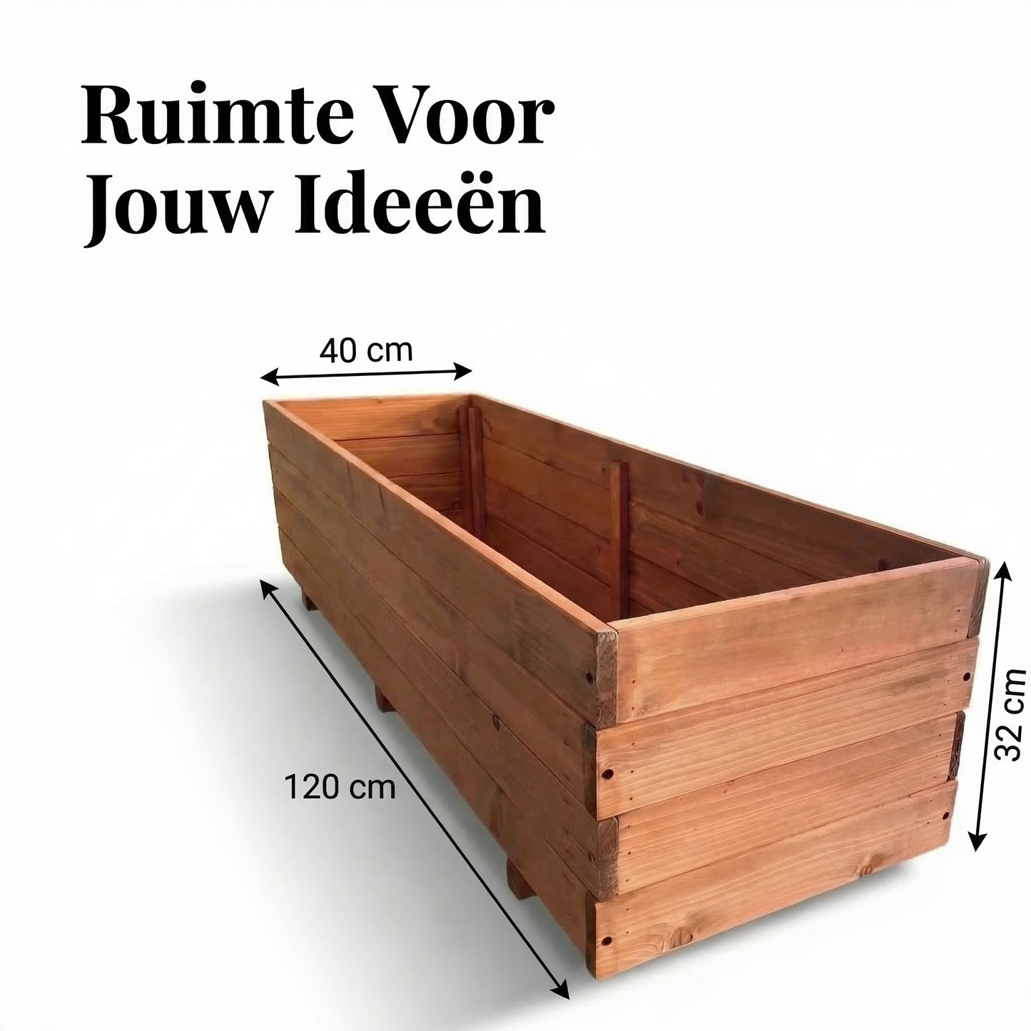 IvoQ Houten Plantenbakken Set van 4 – 120x40x32 cm – FSC Hout