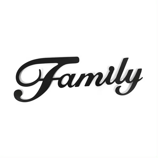 IvoQ Metalen 'Family' Muurdecoratie – Stijlvolle Metalen 'Family' Letters – Perfect voor Woonkamer, Hal of Keuken – Wanddecoratie Metaal – Zwarte Metalen 'Family' Letters