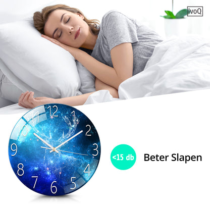 IvoQ Stille Wandklok Blauwe Sterrenhemel 3D Ø 30 cm