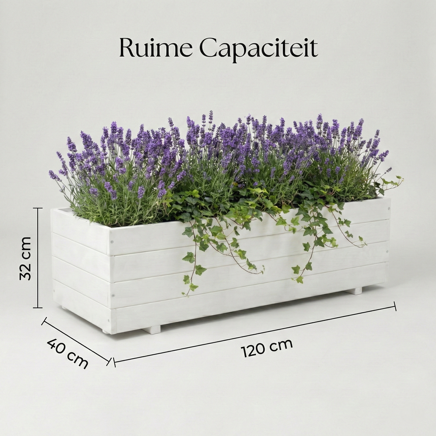 IvoQ Houten Plantenbak Buiten - FSC Hout - 120x40x32 cm - Wit