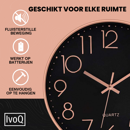 IvoQ Wandklok Zwart Koper Ø30 cm