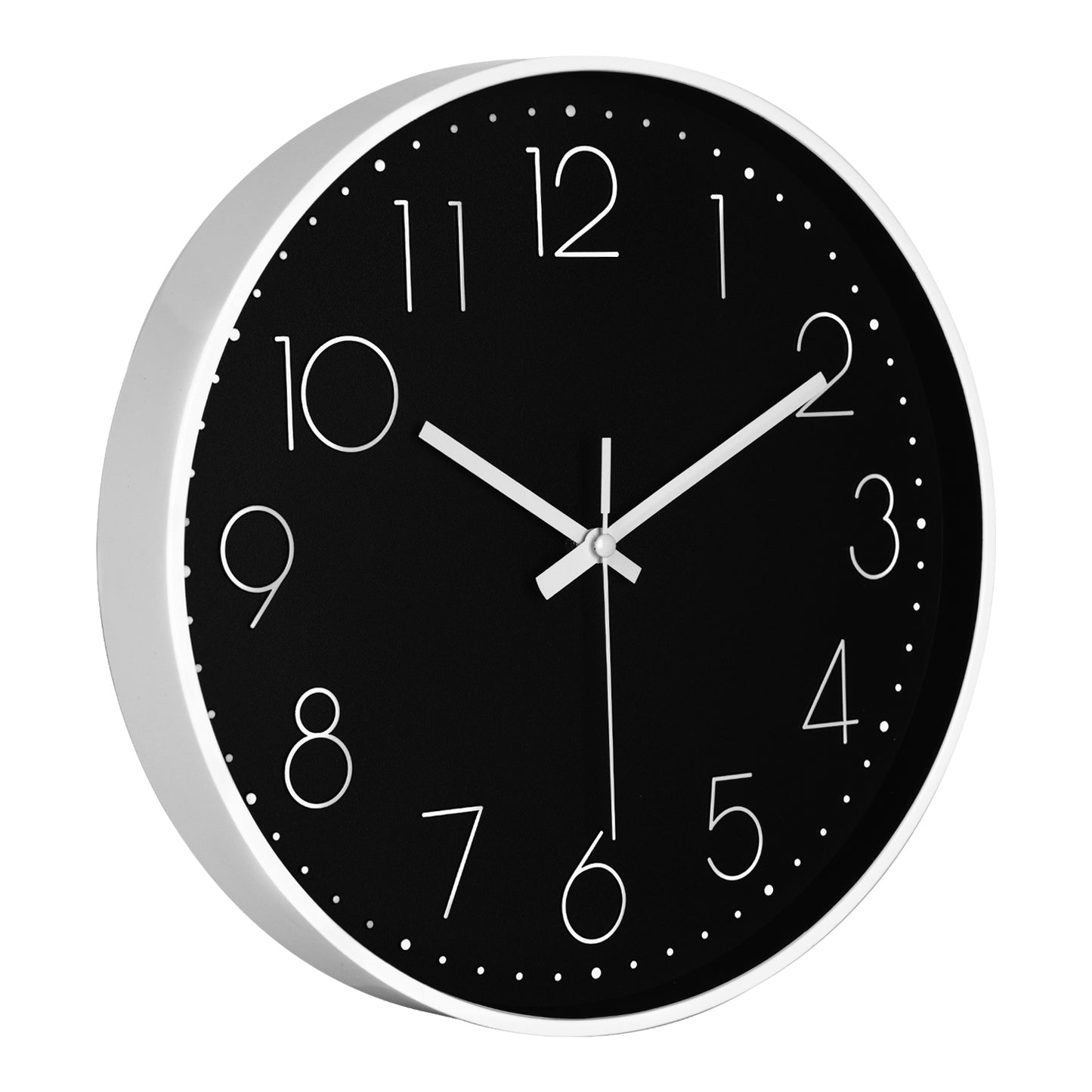 IvoQ Moderne Wandklok - 30 cm - Zwart/Wit - Goed Leesbaar - 3D Cijfers - Muurklok
