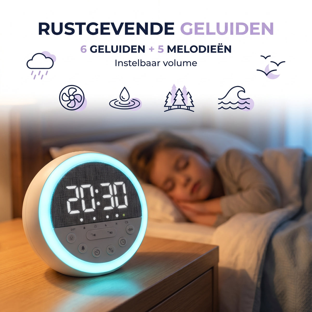 IvoQ Slaaptrainer Kinderen - Kinderwekker - Nachtlampje - White Noise