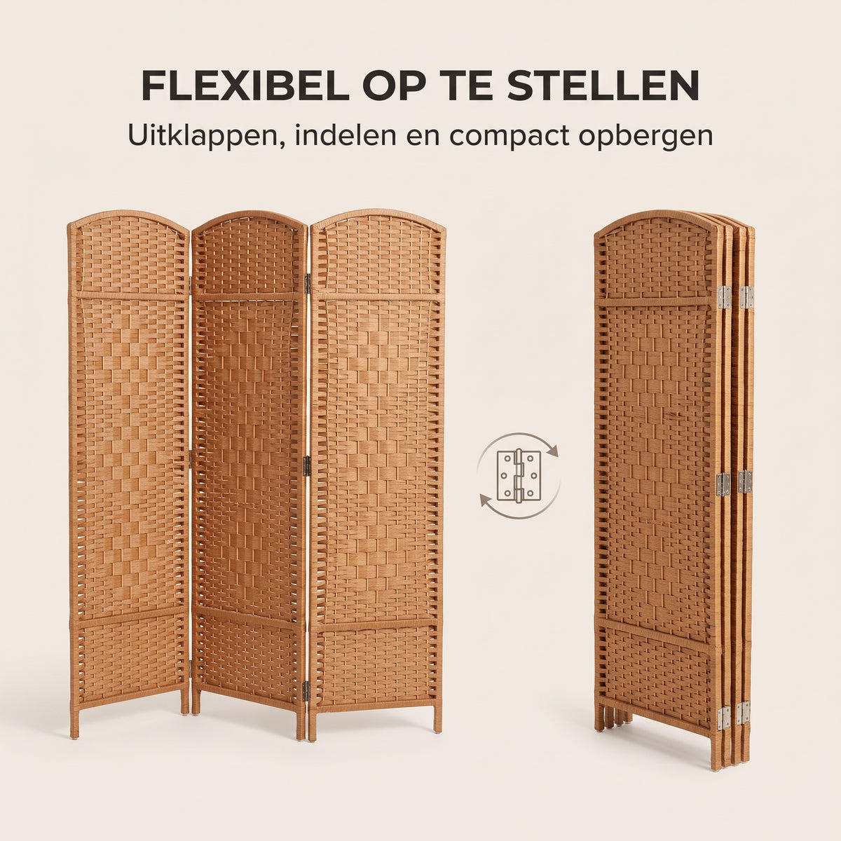 IvoQ Kamerscherm 3 Panelen – Ruimteverdeler – 170x120 cm – Bruin