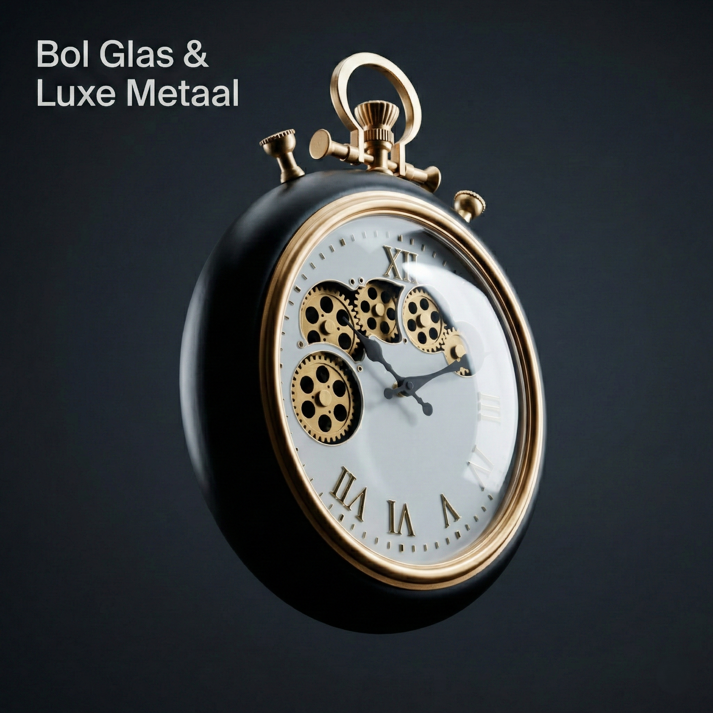 IvoQ Industriële Wandklok met Bewegende Tandwielen Ø 30 cm