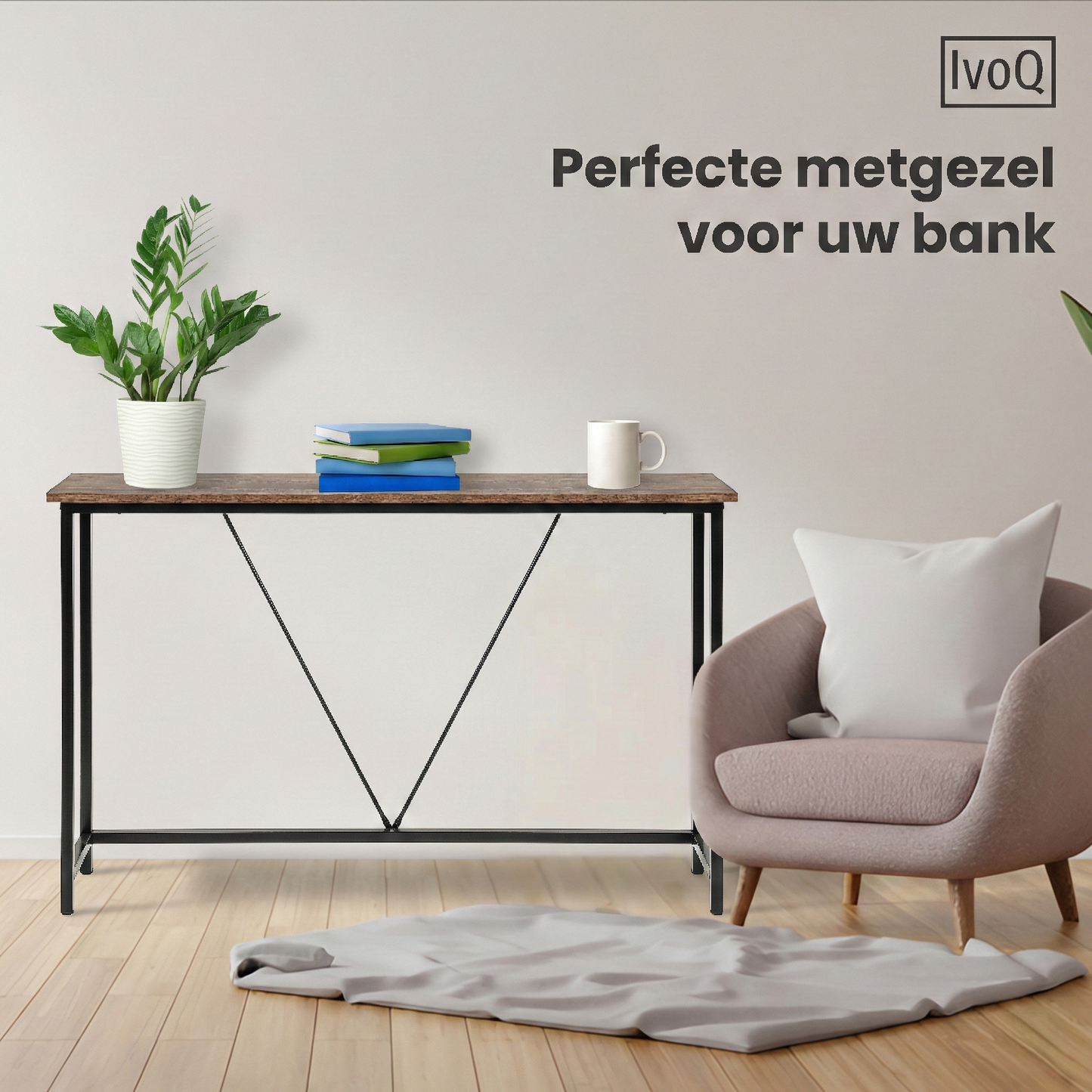 IvoQ Sidetable Industrieel Hout Metaal Bruin