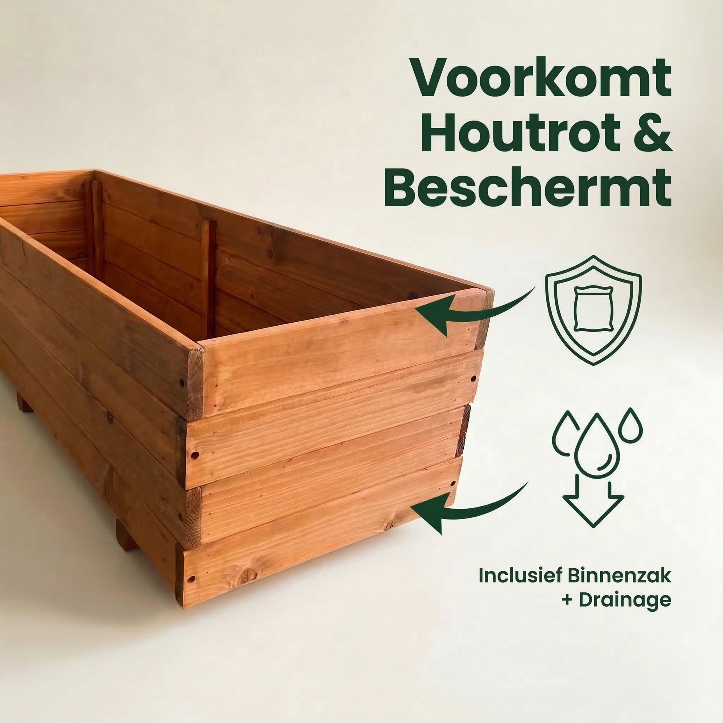 IvoQ Houten Plantenbakken Set van 4 – 120x40x32 cm – FSC Hout