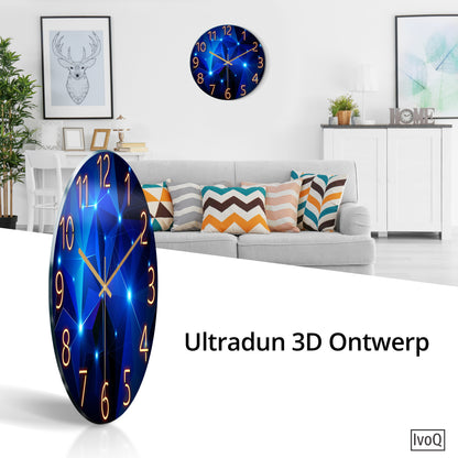 IvoQ Stille Wandklok Blauw Design Ø 30 cm