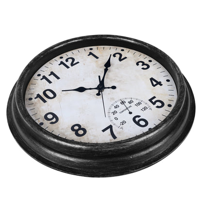 IvoQ Wandklok Waterdicht Vintage Met Thermometer 40 cm