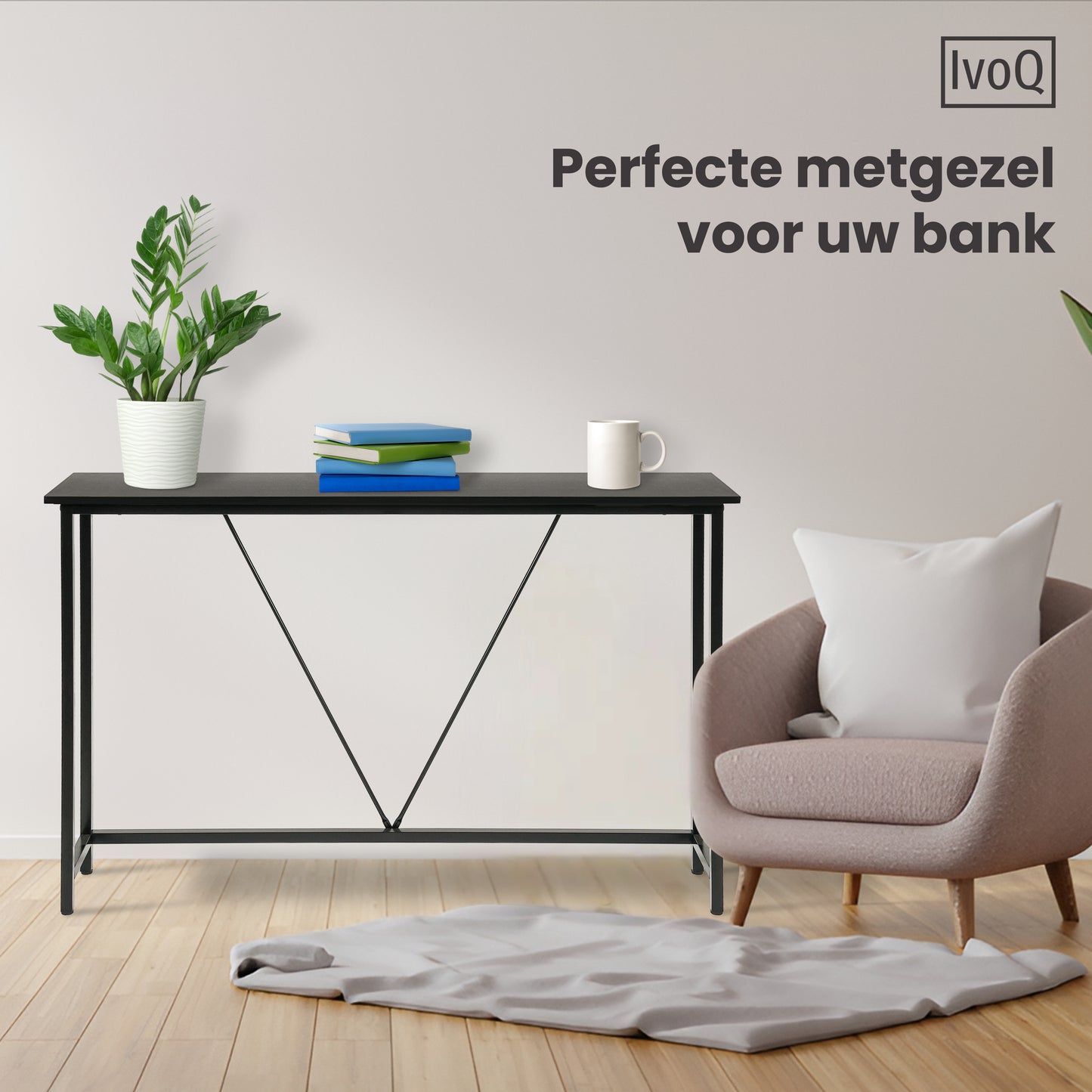 IvoQ Sidetables - Set van 2 - Zwart - 120x23 cm