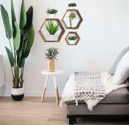IvoQ Wandplanken Hexagon Set 3 stuks