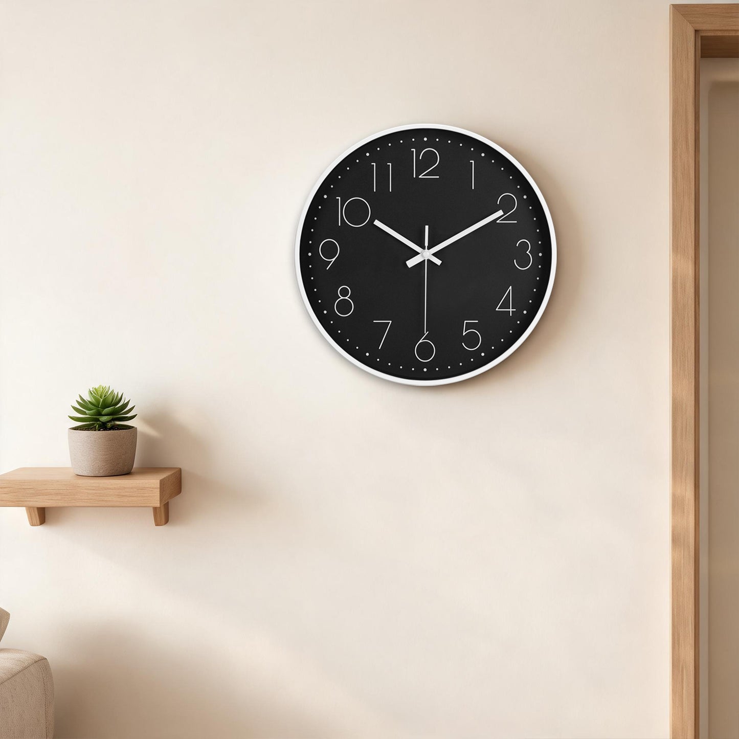 IvoQ Moderne Wandklok - 30 cm - Zwart/Wit - Goed Leesbaar - 3D Cijfers - Muurklok