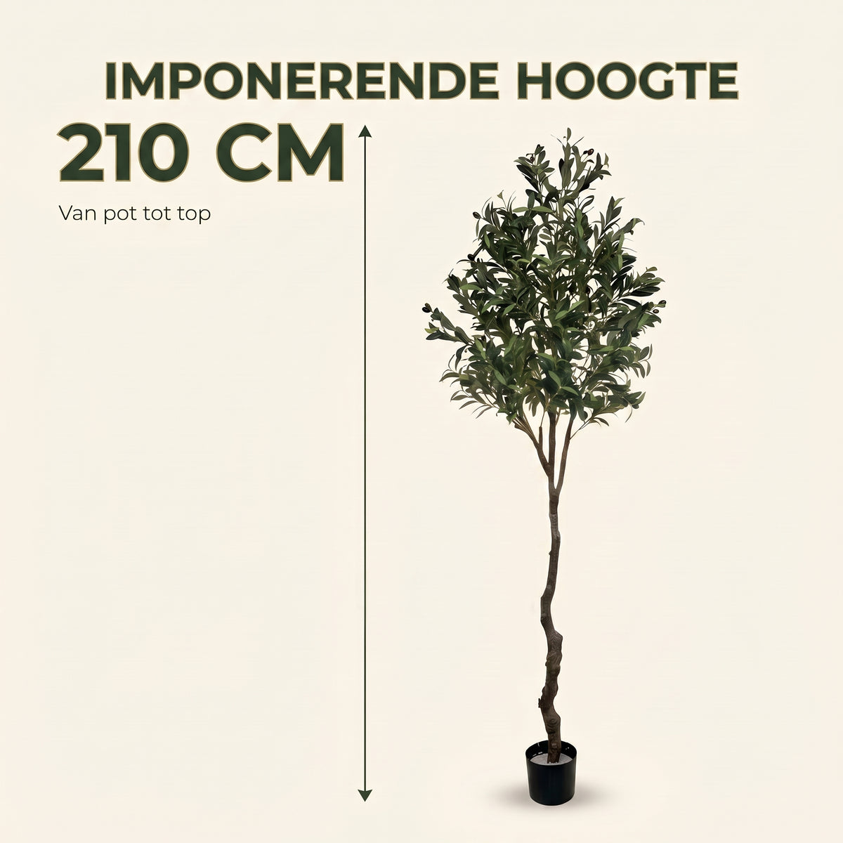 IvoQ Kunst Olijfboom 210 cm - Realistische XL Kunstplant met Olijven