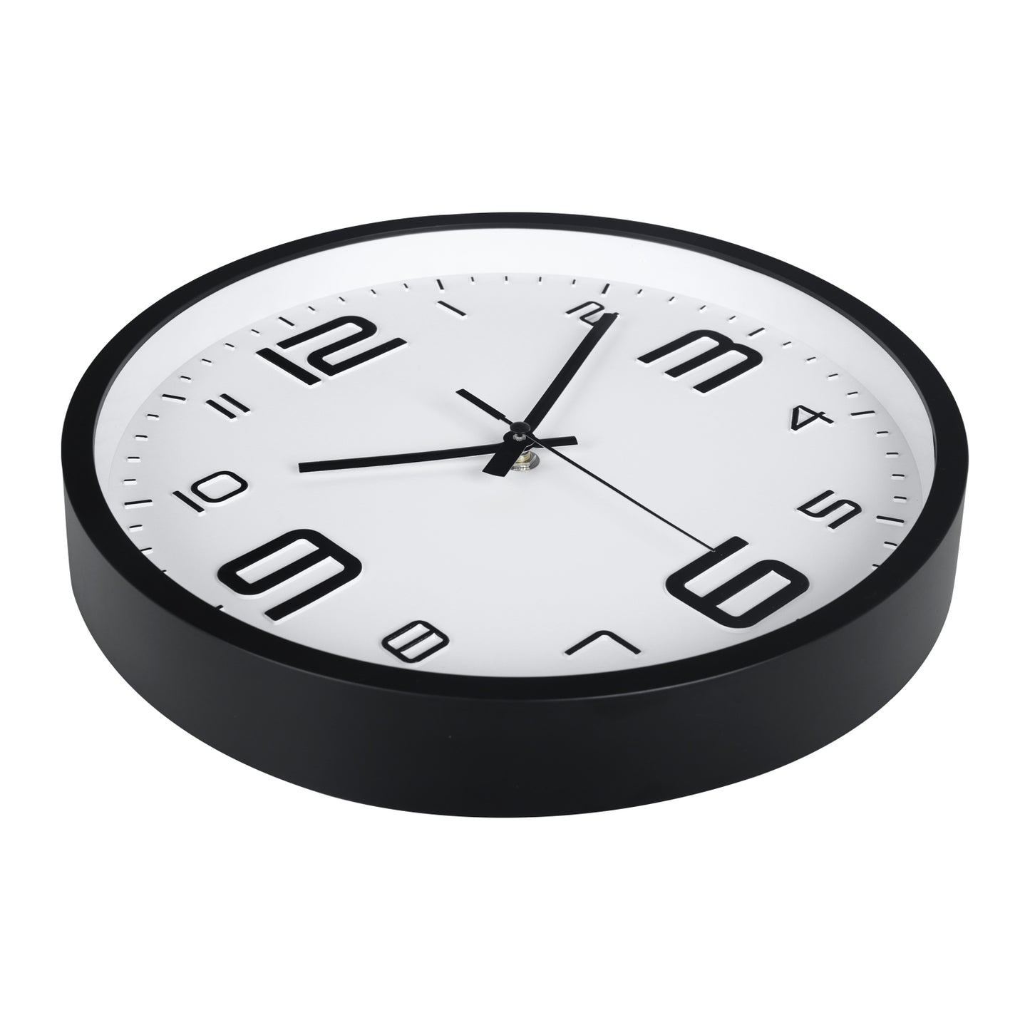 IvoQ 3D Wandklok Modern - Stil Uurwerk - Goed Leesbaar - Analoge Muurklok - Zwart/Wit - 30 cm