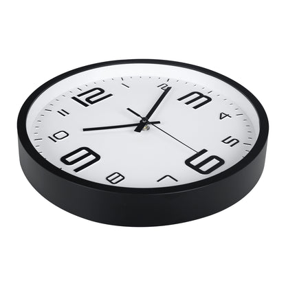 IvoQ 3D Wandklok Modern - Stil Uurwerk - Goed Leesbaar - Analoge Muurklok - Zwart/Wit - 30 cm