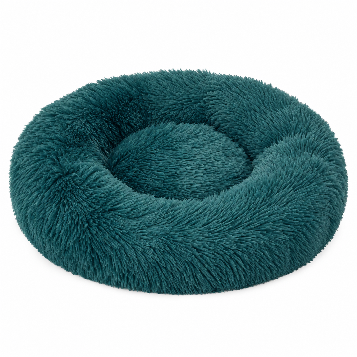 IvoQ Donut Hondenmand 100 cm - Fluffy Hondenkussen - Zacht Pluche - Verhoogde Rand - Petrolblauw