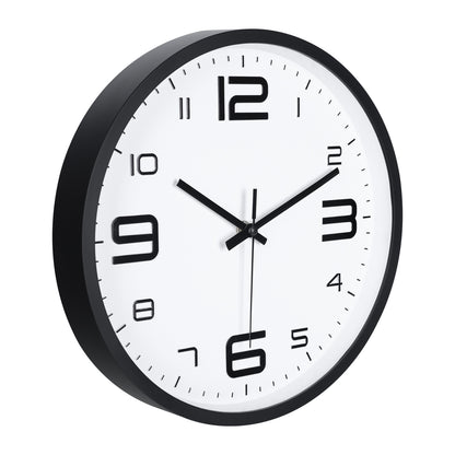 IvoQ 3D Wandklok Modern - Stil Uurwerk - Goed Leesbaar - Analoge Muurklok - Zwart/Wit - 30 cm